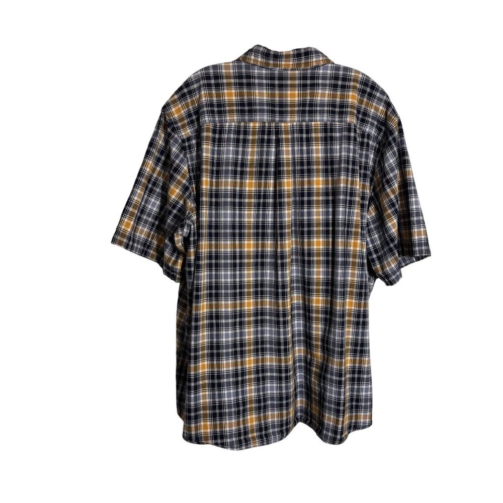 Carhartt Mens Relaxed Fit Plaid Button-Up Short Sleeve Shirt 2XL 100% Cotton - Picture 3 of 8